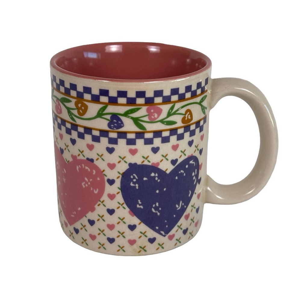 Vintage 80’s Granny Country Cottagecore Heart Floral Mug Cup Hearts Delight